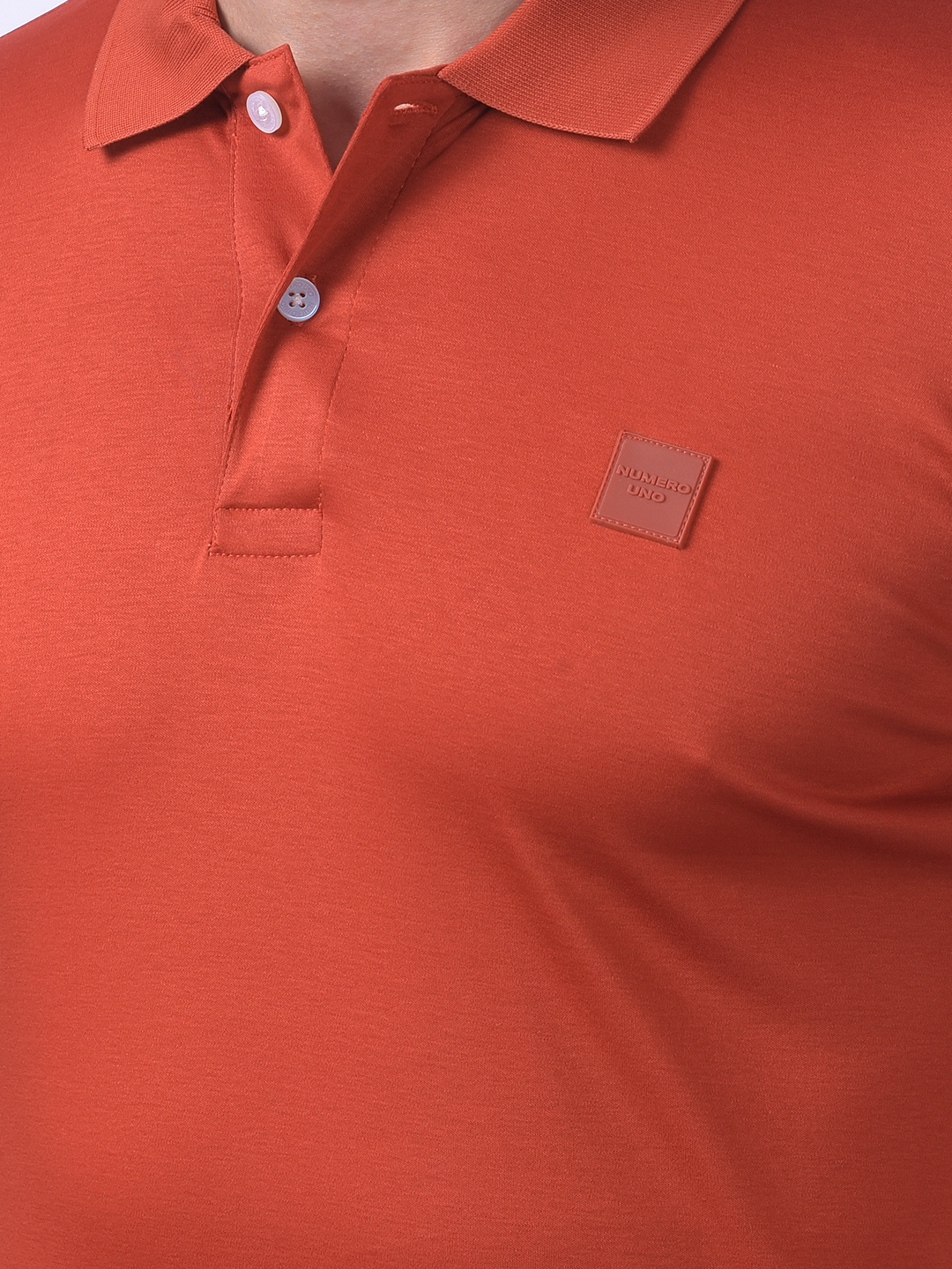 Numero Uno Men Burnt Orange Polo Neck T-Shirt